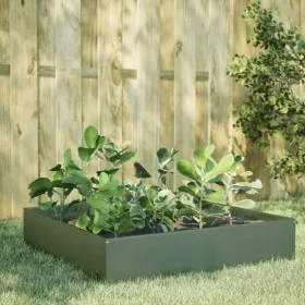 Arriate de acero verde oliva 100x100x33,5 cm de , Maceteros y jardineras - Ref: Foro24-851027, Precio: 48,59 €, Descuento: %