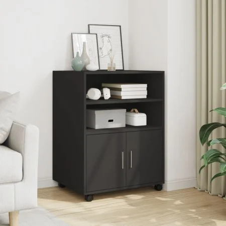 Engineered wood black wheeled cabinet 60x48x81 cm by , Filing cabinets - Ref: Foro24-853165, Price: 95,81 €, Discount: %