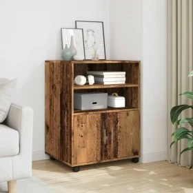 Armario con ruedas madera de ingeniería envejecida 60x48x81 cm de , Armarios archivadores - Ref: Foro24-853171, Precio: 90,59...