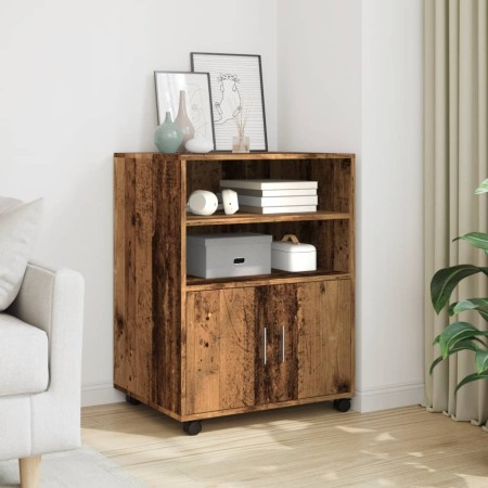 Armario con ruedas madera de ingeniería envejecida 60x48x81 cm de , Armarios archivadores - Ref: Foro24-853171, Precio: 92,25...