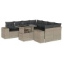 Set muebles jardín 9 pzas y cojines ratán sintético gris claro de , Conjuntos de jardín - Ref: Foro24-3269062, Precio: 690,83...