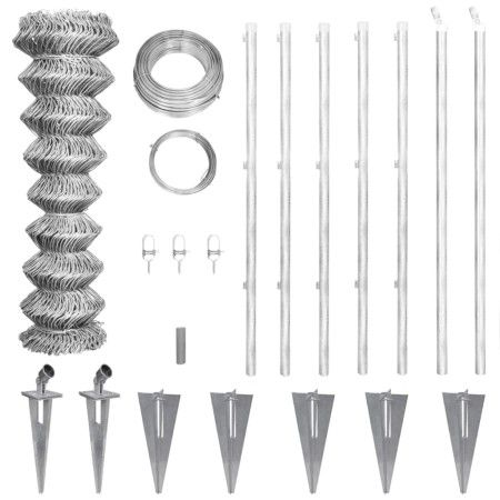Valla metálica con estacas postes acero galvanizado 15x0,8 m de vidaXL, Paneles de vallas - Ref: Foro24-141502, Precio: 171,4...
