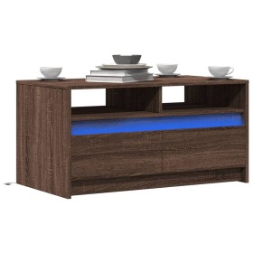 Mesa de centro con luces LED madera de ingeniería marrón roble de , Mesas de centro - Ref: Foro24-851997, Precio: 102,75 €, D...