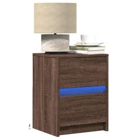 Mesita de noche con luces LED madera de ingeniería roble marrón de , Mesitas de noche - Ref: Foro24-852045, Precio: 50,92 €, ...