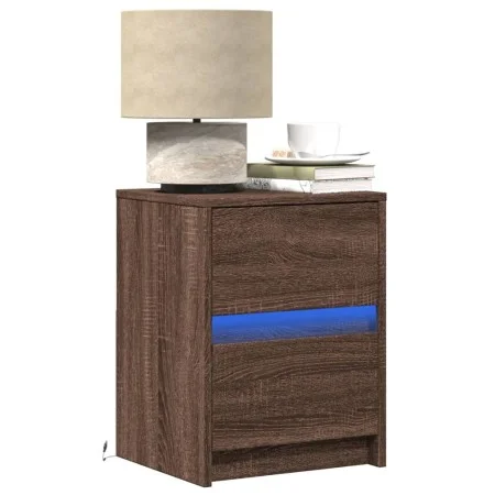 Nachttisch mit LED-Lichtern aus Eichen-Ingenieurholz in Braun. von , Nachttische - Ref: Foro24-852045, Preis: 50,92 €, Rabatt: %
