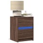 Mesita de noche con luces LED madera de ingeniería roble marrón de , Mesitas de noche - Ref: Foro24-852045, Precio: 51,58 €, ...