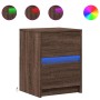 Mesita de noche con luces LED madera de ingeniería roble marrón de , Mesitas de noche - Ref: Foro24-852045, Precio: 51,58 €, ...