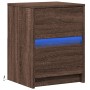 Mesita de noche con luces LED madera de ingeniería roble marrón de , Mesitas de noche - Ref: Foro24-852045, Precio: 51,58 €, ...