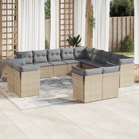 Set sofás de jardín con cojines 13 pzas ratán sintético beige en Conjuntos de jardín | Comprar online en Foru.es