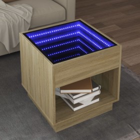 Mesa de centro con Infinity LED roble Sonoma 50x50x50 cm de , Mesas de centro - Ref: Foro24-847653, Precio: 82,99 €, Descuent...