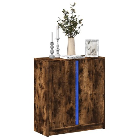 Aparador con LED madera ingeniería roble ahumado 77x34x85 cm de , Aparadores - Ref: Foro24-852135, Precio: 75,30 €, Descuento: %