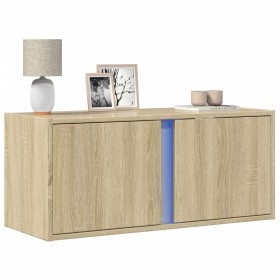 Mueble de TV de pared con luces LED roble Sonoma 80x31x35 cm de , Muebles TV - Ref: Foro24-852259, Precio: 47,08 €, Descuento: %