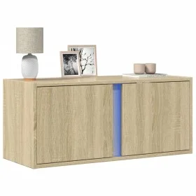 Mueble de TV de pared con luces LED roble Sonoma 80x31x35 cm de , Muebles TV - Ref: Foro24-852259, Precio: 46,32 €, Descuento: %