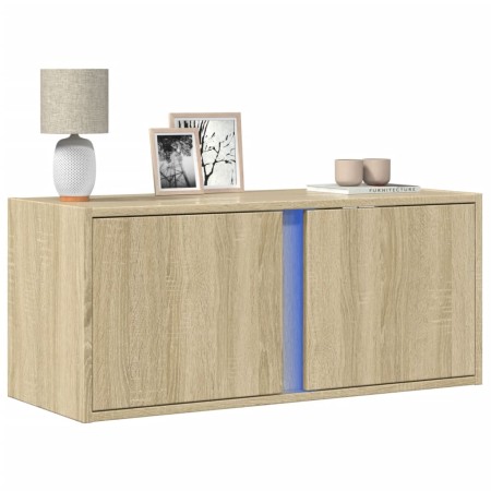 Mueble de TV de pared con luces LED roble Sonoma 80x31x35 cm de , Muebles TV - Ref: Foro24-852259, Precio: 47,08 €, Descuento: %