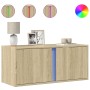 Mueble de TV de pared con luces LED roble Sonoma 80x31x35 cm de , Muebles TV - Ref: Foro24-852259, Precio: 47,08 €, Descuento: %