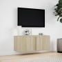 Mueble de TV de pared con luces LED roble Sonoma 80x31x35 cm de , Muebles TV - Ref: Foro24-852259, Precio: 47,08 €, Descuento: %