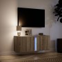 Mueble de TV de pared con luces LED roble Sonoma 80x31x35 cm de , Muebles TV - Ref: Foro24-852259, Precio: 47,08 €, Descuento: %