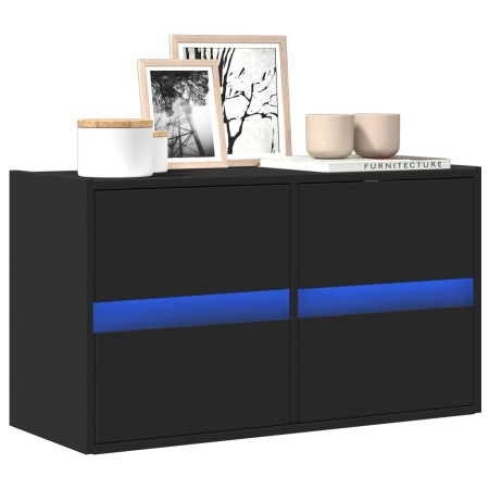 Mueble de TV de pared con luces LED negro 80x31x45 cm de , Muebles TV - Ref: Foro24-852286, Precio: 67,95 €, Descuento: %