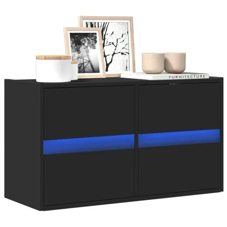 Mueble de TV de pared con luces LED negro 80x31x45 cm de , Muebles TV - Ref: Foro24-852286, Precio: 67,12 €, Descuento: %