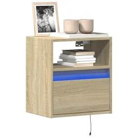 Mueble de TV de pared con luces LED roble Sonoma 41x31x45 cm de , Muebles TV - Ref: Foro24-852317, Precio: 47,57 €, Descuento: %