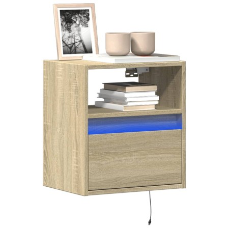 Mueble de TV de pared con luces LED roble Sonoma 41x31x45 cm de , Muebles TV - Ref: Foro24-852317, Precio: 48,28 €, Descuento: %