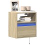 Mueble de TV de pared con luces LED roble Sonoma 41x31x45 cm de , Muebles TV - Ref: Foro24-852317, Precio: 48,28 €, Descuento: %