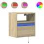 Mueble de TV de pared con luces LED roble Sonoma 41x31x45 cm de , Muebles TV - Ref: Foro24-852317, Precio: 48,28 €, Descuento: %