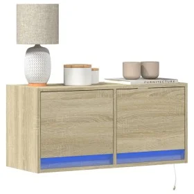Mueble de TV de pared con luces LED roble Sonoma 80x31x35 cm de , Muebles TV - Ref: Foro24-852357, Precio: 55,47 €, Descuento: %
