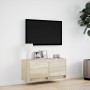 Mueble de TV de pared con luces LED roble Sonoma 80x31x35 cm de , Muebles TV - Ref: Foro24-852357, Precio: 56,62 €, Descuento: %