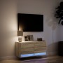 Mueble de TV de pared con luces LED roble Sonoma 80x31x35 cm de , Muebles TV - Ref: Foro24-852357, Precio: 56,62 €, Descuento: %
