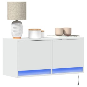 Mueble de TV de pared con luces LED blanco 80x31x35 cm de , Muebles TV - Ref: Foro24-852355, Precio: 60,05 €, Descuento: %