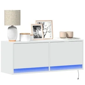 Mueble de TV de pared con luces LED blanco 100x31x35 cm de , Muebles TV - Ref: Foro24-852362, Precio: 65,49 €, Descuento: %