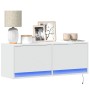Mueble de TV de pared con luces LED blanco 100x31x35 cm de , Muebles TV - Ref: Foro24-852362, Precio: 66,30 €, Descuento: %