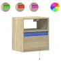 Wall-mounted bedside table with LED lights Sonoma oak by , Nightstands - Ref: Foro24-3307979, Price: 47,57 €, Discount: %