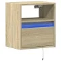 Wall-mounted bedside table with LED lights Sonoma oak by , Nightstands - Ref: Foro24-3307979, Price: 47,57 €, Discount: %