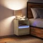 Wall-mounted bedside table with LED lights Sonoma oak by , Nightstands - Ref: Foro24-3307979, Price: 47,57 €, Discount: %