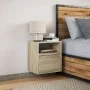 Wall-mounted bedside table with LED lights Sonoma oak by , Nightstands - Ref: Foro24-3307979, Price: 47,57 €, Discount: %