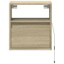 Mesita de noche de pared con luces LED roble Sonoma de , Mesitas de noche - Ref: Foro24-3307979, Precio: 48,28 €, Descuento: %
