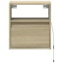 Wall-mounted bedside table with LED lights Sonoma oak by , Nightstands - Ref: Foro24-3307979, Price: 47,57 €, Discount: %