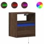 Mesita de noche de pared con luces LED roble marrón de , Mesitas de noche - Ref: Foro24-3307987, Precio: 50,99 €, Descuento: %