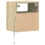 Wall-mounted bedside table with LED lights Sonoma oak by , Nightstands - Ref: Foro24-3307979, Price: 47,57 €, Discount: %