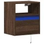 Mesita de noche de pared con luces LED roble marrón de , Mesitas de noche - Ref: Foro24-3307987, Precio: 50,99 €, Descuento: %