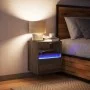 Mesita de noche de pared con luces LED roble marrón de , Mesitas de noche - Ref: Foro24-3307987, Precio: 50,99 €, Descuento: %
