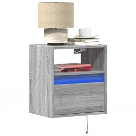Mesita de noche de pared con luces LED gris Sonoma de , Mesitas de noche - Ref: Foro24-3307985, Precio: 50,99 €, Descuento: %