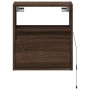 Mesita de noche de pared con luces LED roble marrón de , Mesitas de noche - Ref: Foro24-3307987, Precio: 51,76 €, Descuento: %