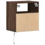 Mesita de noche de pared con luces LED roble marrón de , Mesitas de noche - Ref: Foro24-3307987, Precio: 50,99 €, Descuento: %