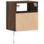 Mesita de noche de pared con luces LED roble marrón de , Mesitas de noche - Ref: Foro24-3307987, Precio: 51,76 €, Descuento: %