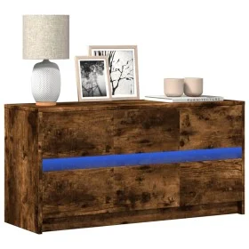 Mueble de TV LED madera ingeniería roble ahumado 100x34x50 cm de , Muebles TV - Ref: Foro24-852219, Precio: 106,24 €, Descuen...