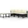 Set de sofás de jardín 5 pzas y cojines ratán sintético negro de vidaXL, Sofás modulares de exterior - Ref: Foro24-313517, Pr...