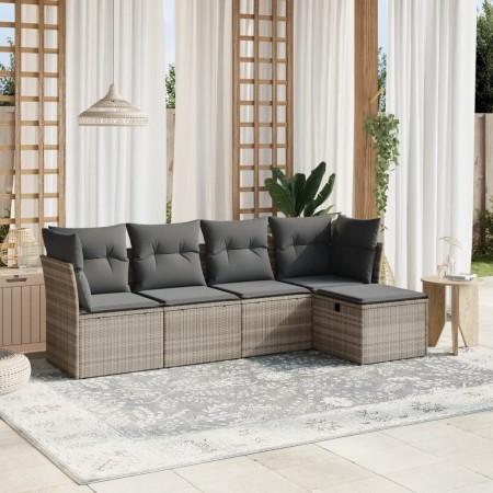 Set de sofás jardín y cojines 5 pzas ratán sintético gris claro de , Conjuntos de jardín - Ref: Foro24-3263138, Precio: 317,4...